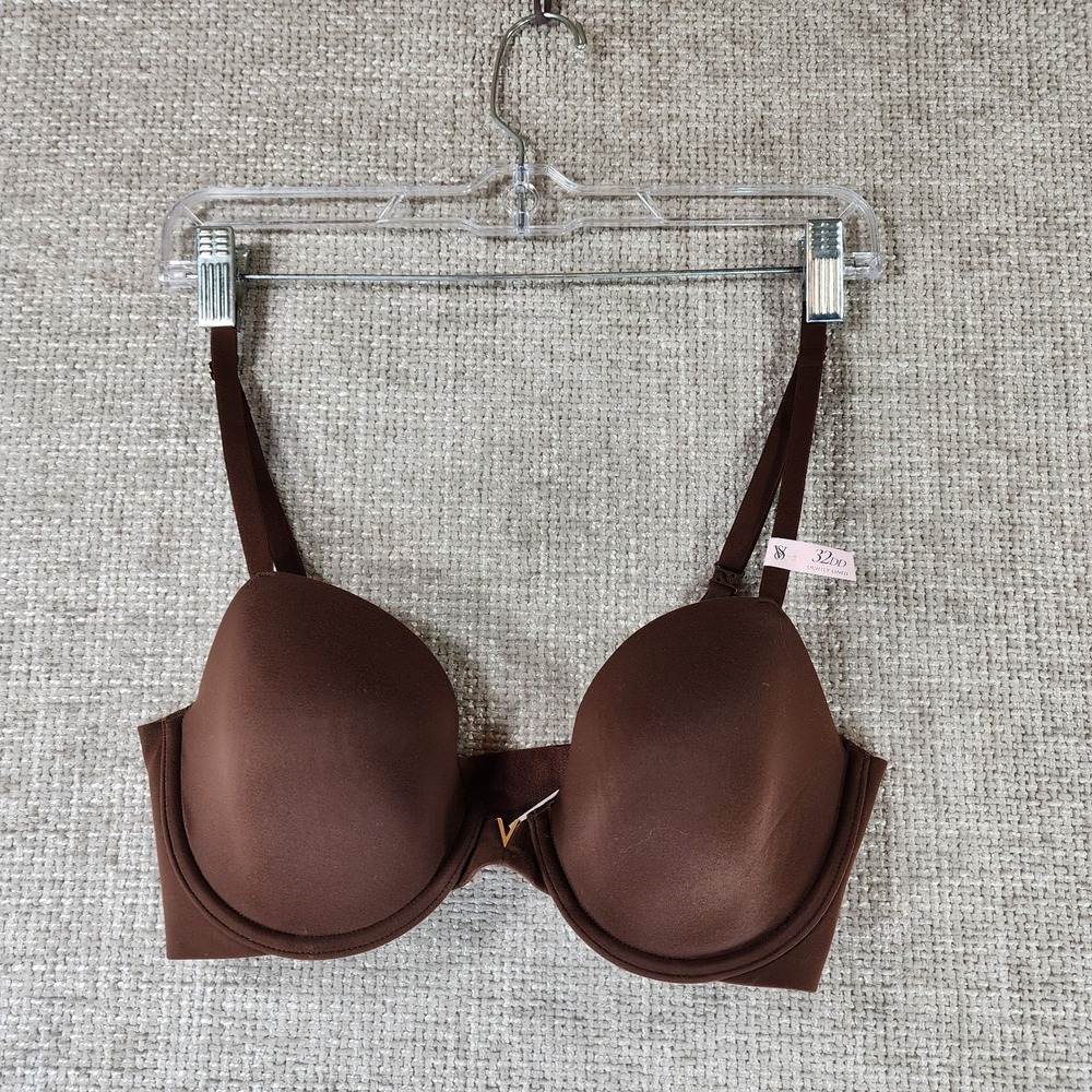 Victorias Secret Lined Demi Bra Womens 32DD Brown Smooth T-Shirt Underwire NWT